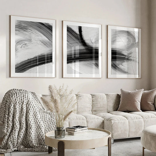 ZARINA WANDDEKORATION – MODERNES LEINWAND SET IN SCHWARZ & WEISS
