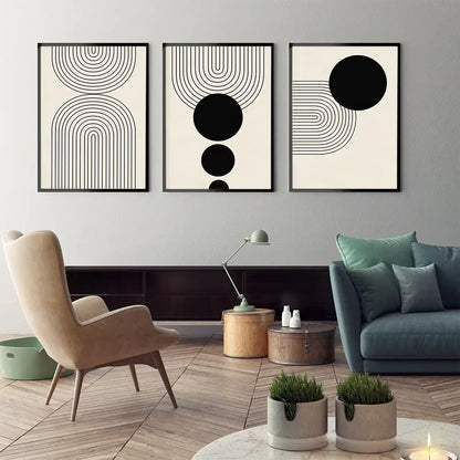 AYLIN GEOMETRISCHE WANDKUNST – SCHWARZ-WEISS LEINWAND BILDER