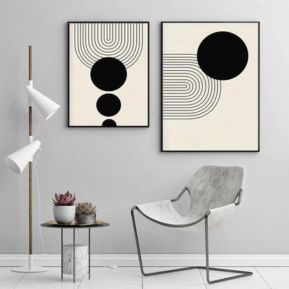 AYLIN GEOMETRISCHE WANDKUNST – SCHWARZ-WEISS LEINWAND BILDER