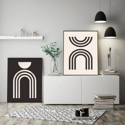 AYLIN GEOMETRISCHE WANDKUNST – SCHWARZ-WEISS LEINWAND BILDER