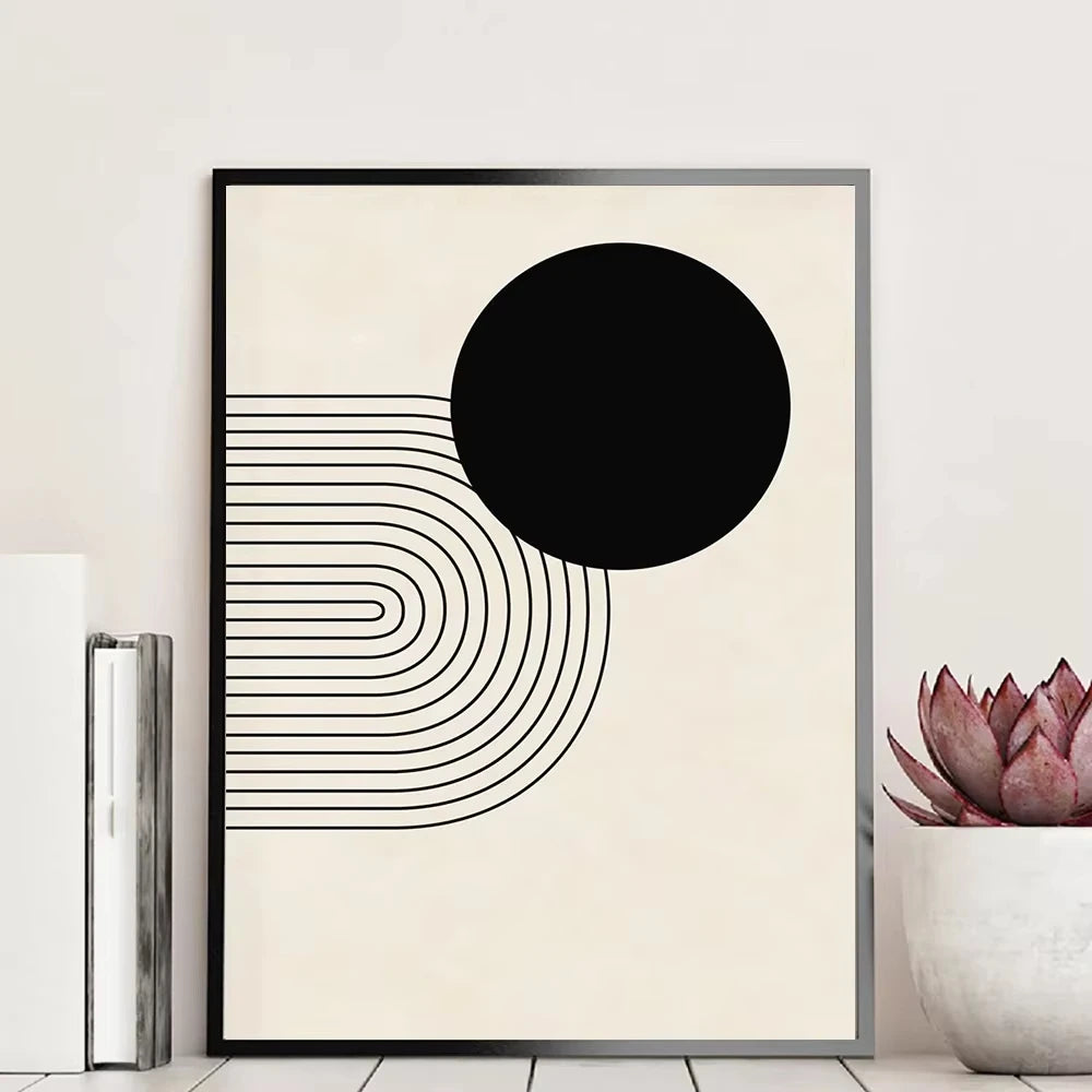 AYLIN GEOMETRISCHE WANDKUNST – SCHWARZ-WEISS LEINWAND BILDER