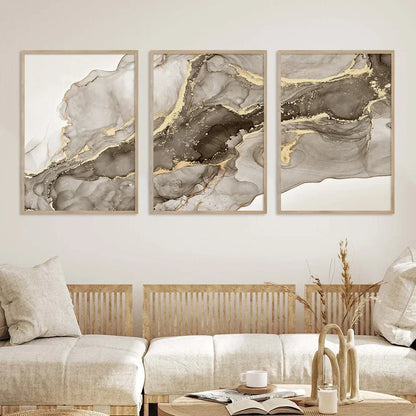 MIRELLA WANDDEKORATION – LEINWAND SET MIT MARMOR & GOLD ELEGANZ