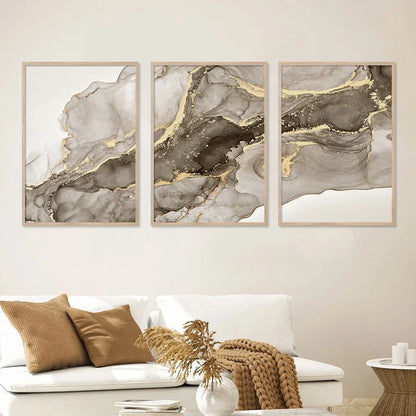 MIRELLA WANDDEKORATION – LEINWAND SET MIT MARMOR & GOLD ELEGANZ